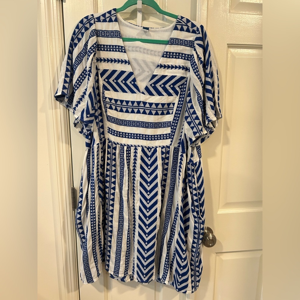 Old Navy Blue and White Patterned Dress